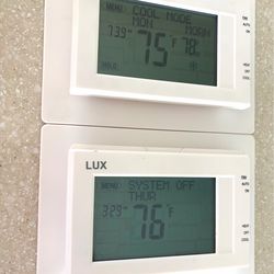 2 LUX Programmable Thermostats with Mounting Backplates
