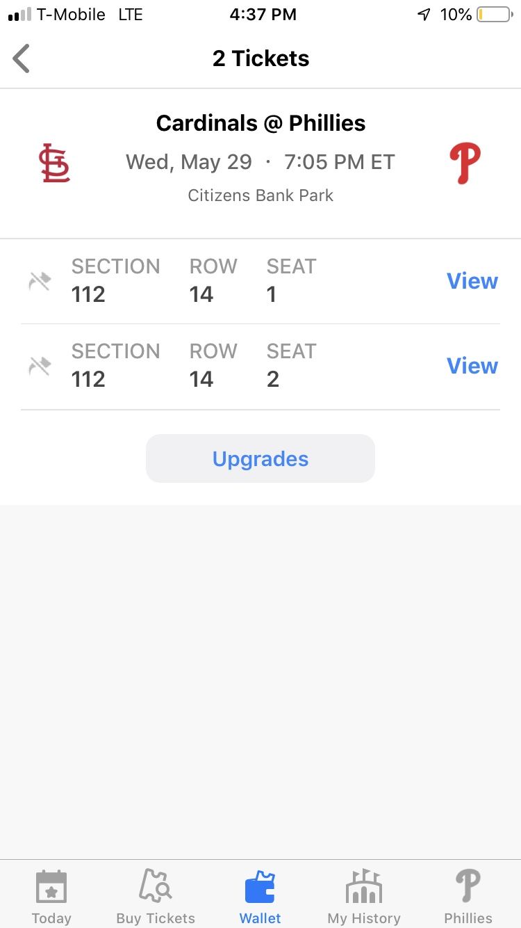 2 Phillies tickets