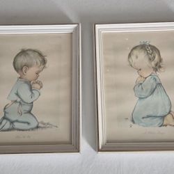 Vintage Set of Child's Prayer Framed Prints