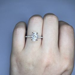 2 Ct Oval Cut VVS1/D Moissanite Diamond Engagement Ring Solid 14K White Gold