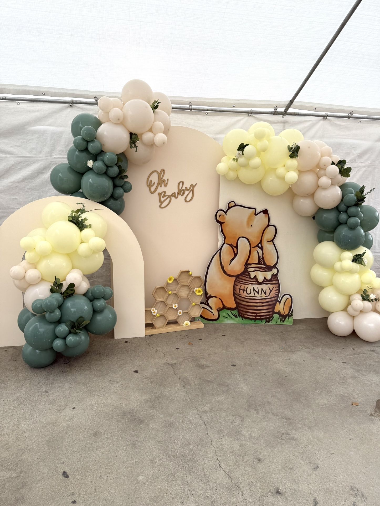 Balloon Backdrop, Winnie The Pooh Baby Shower Backdrop