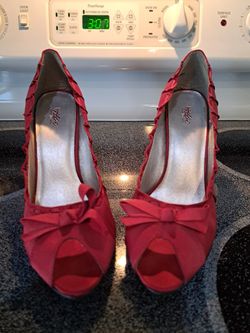 Red Satin Mossimo Open Toe Women's Heels