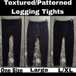LOT OF 3 WOMENS TEXTURED PATTERN LEGGING TIGHTS
