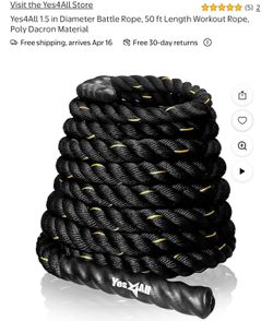 Yes4All 1.5 in Diameter Battle Rope, 50 ft Length Workout Rope, Poly Dacron Material bo