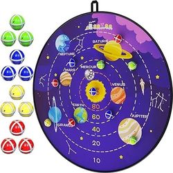 29" Large Dart Board for Kids with Sticky Balls, Learning Solar System Game