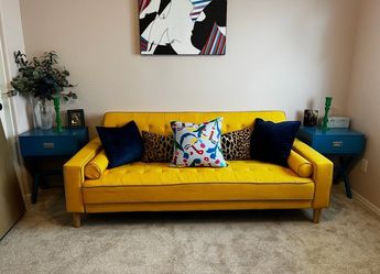 Futon couch yellow