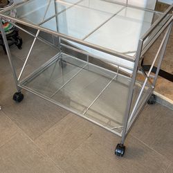 Two Tier Glass Rolling Bar 