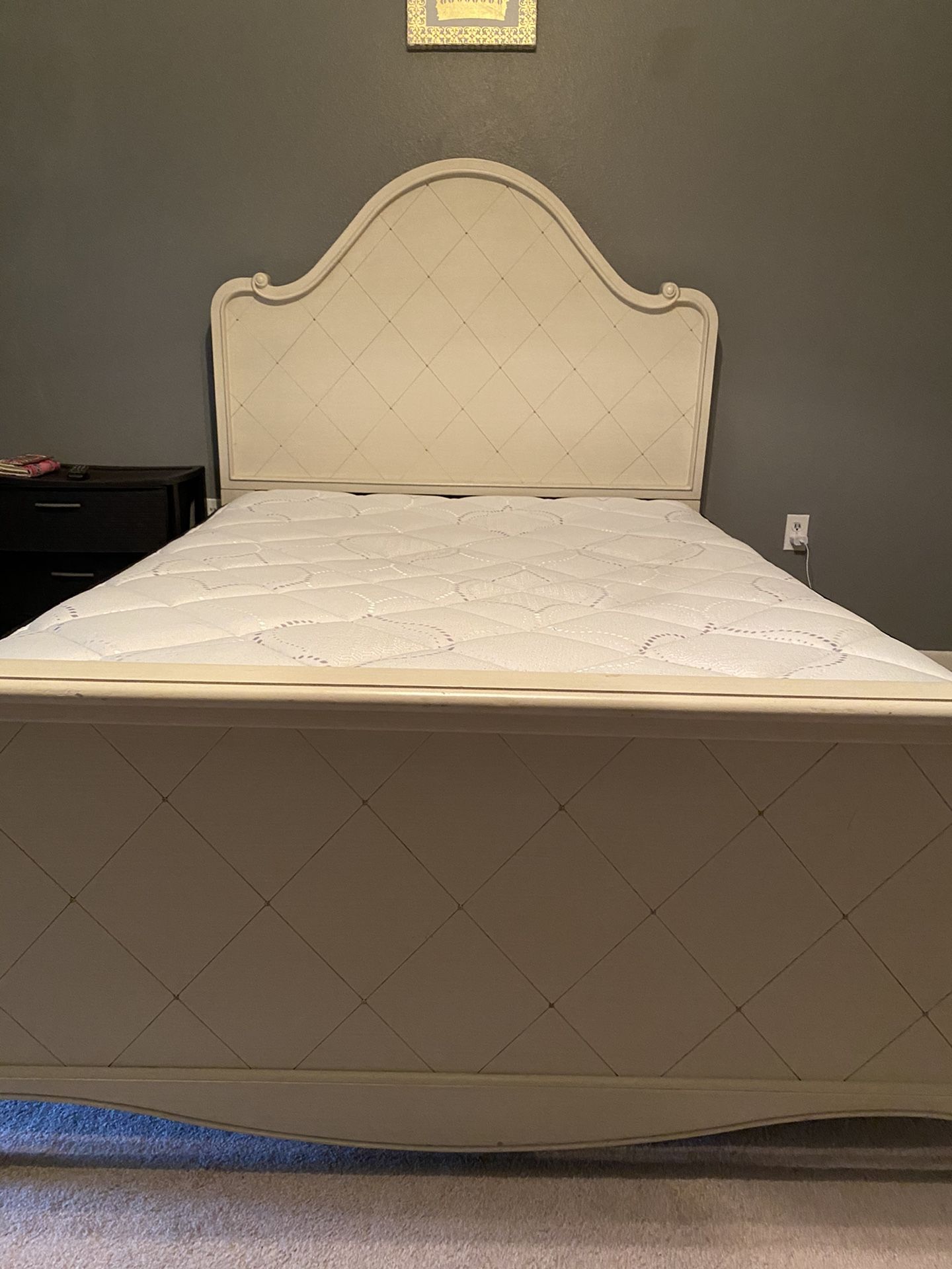 Wood bed frame and mattress