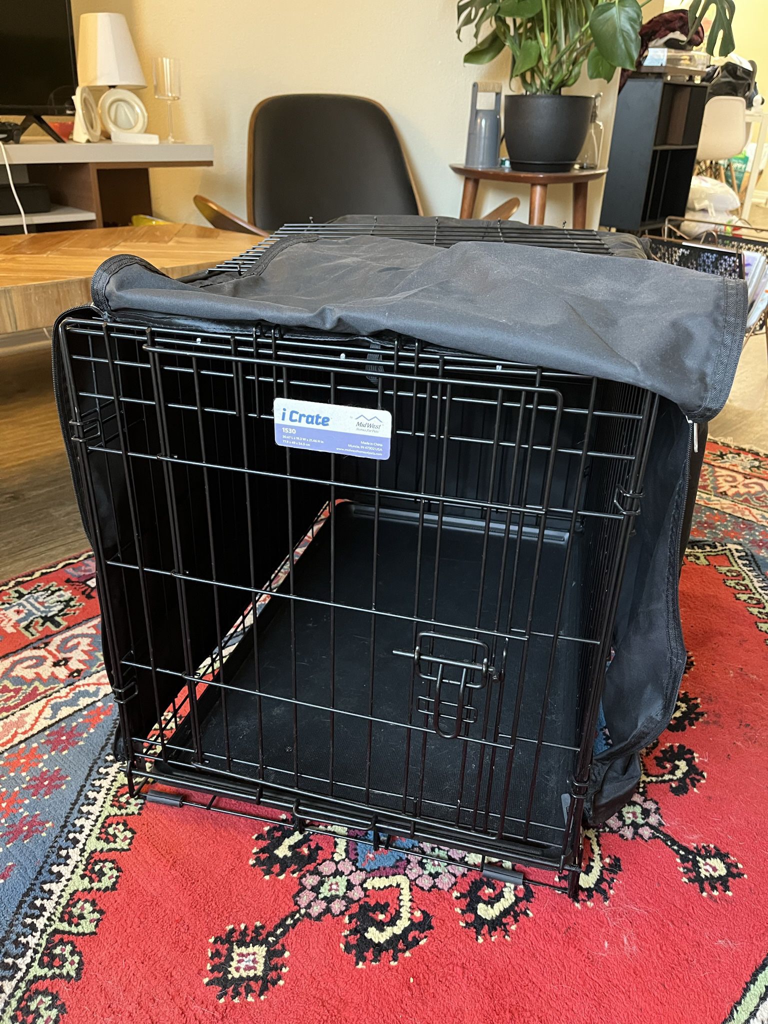 Dog Crate And Black Cover