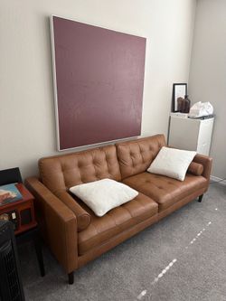 Mid century modern leather sofa