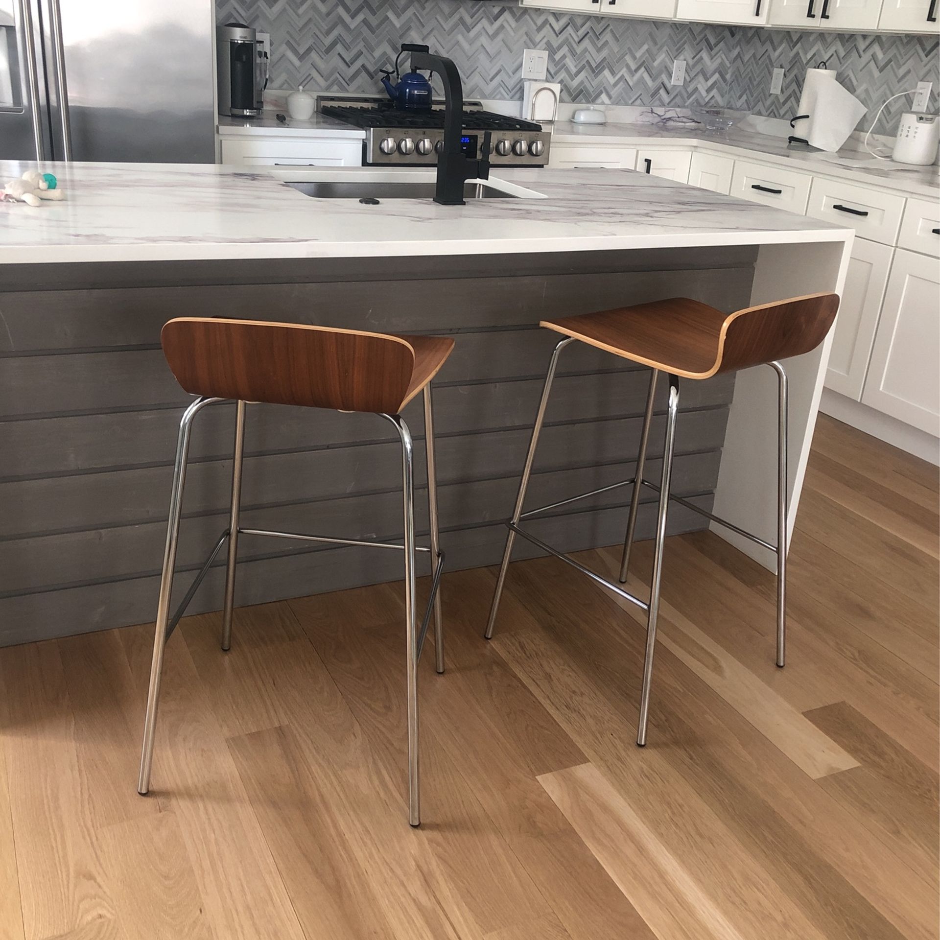 Crate & Barrel Felix Walnut Counter Stools