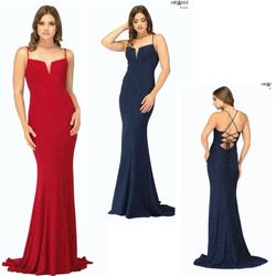 New With Tags Abby Paris Shimmer Jersey Long Formal Dress & Prom Dress $115