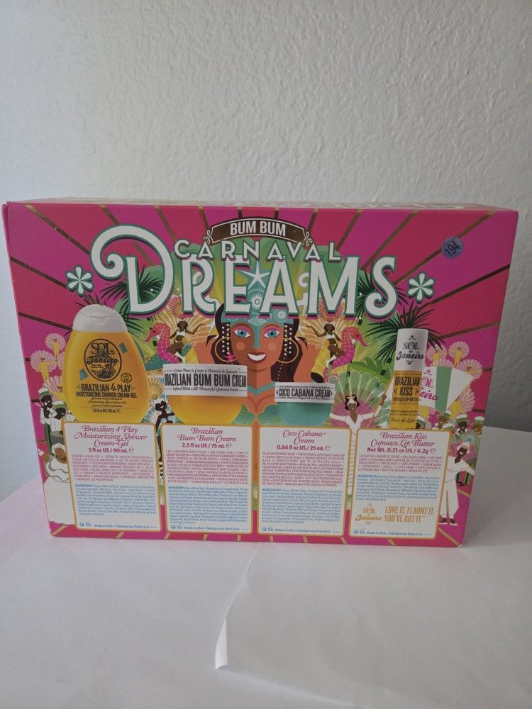 Rare, Sol de Janeiro 4 pc Carnaval gift set with discontinued Coco Cabana cream, New In box