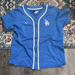 Nike Vintage Los Angeles Dodgers Varsity Baseball Jersey Mens XL Light Blue