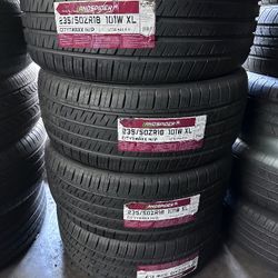 SET OF FOUR NEW TIRES 235/50/18 LANDSPIDER INCLUDING MOUNT AND BALANCED , ASK ME FOR SIZES AND BRAND 