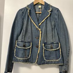 Sigrid Olsen Boho Acid Wash Ladies New Denim Jacket SZ 8 