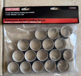 17 Pcs Replacement Abrasive Sanding Sleeves 1 1/2”Dia X 1”W