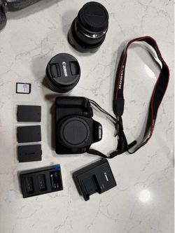 Canon EOS Rebel T7 DSLR Bundle | 2 Lenses | 3 Batteries | 64GB SD