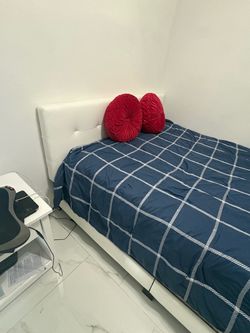 White Upholstered Twin Bed Frame