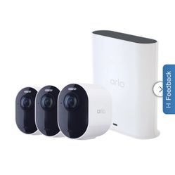 Arlo Ultra Security Camera 4K (3rd Gen), 3-pack, White with Smart Hub