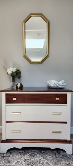 Refinished Solid Wood 3-Drawer Chest – Modern Two-Tone Finish