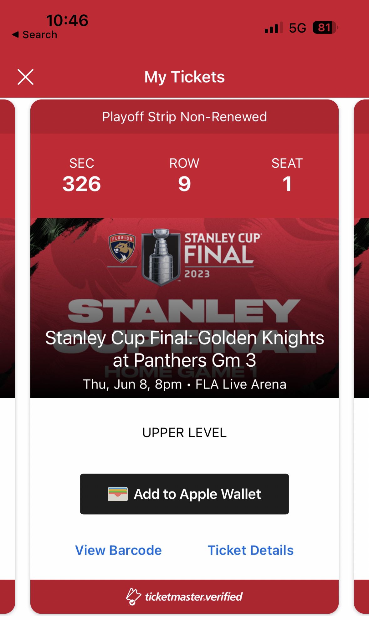 Florida Panthers Vs Knights Game 3 2 Tickets 