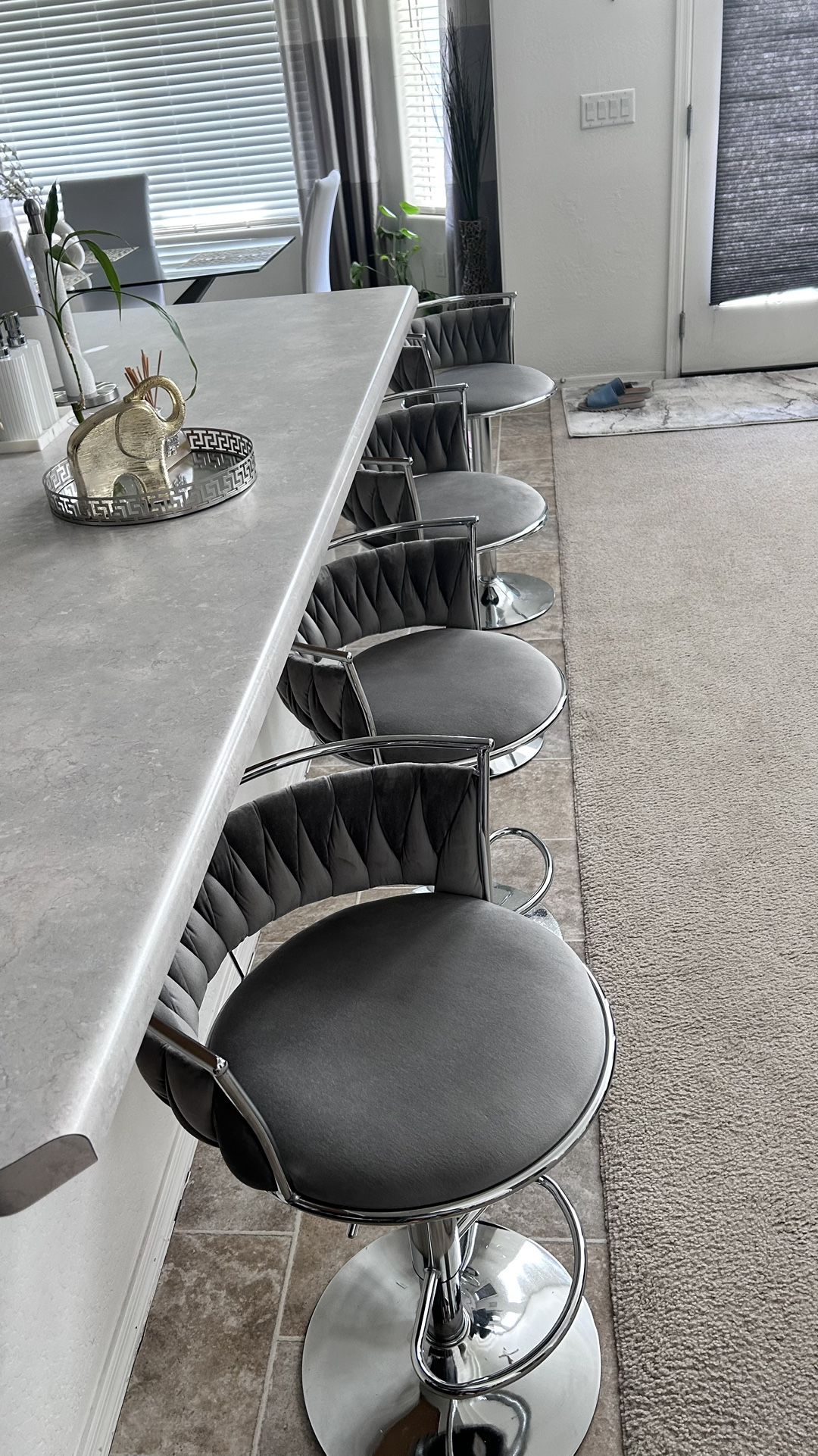 Set Of 4 Swivel Upholstered Adjustable Counter Height Stools Set Of 4