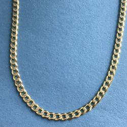 20” Diamond Cut Cuban Necklace 5mm Two Tone Gold On Solid Sterling Silver Italy 925 *Ship Nationwide Or Pickup Boca Raton