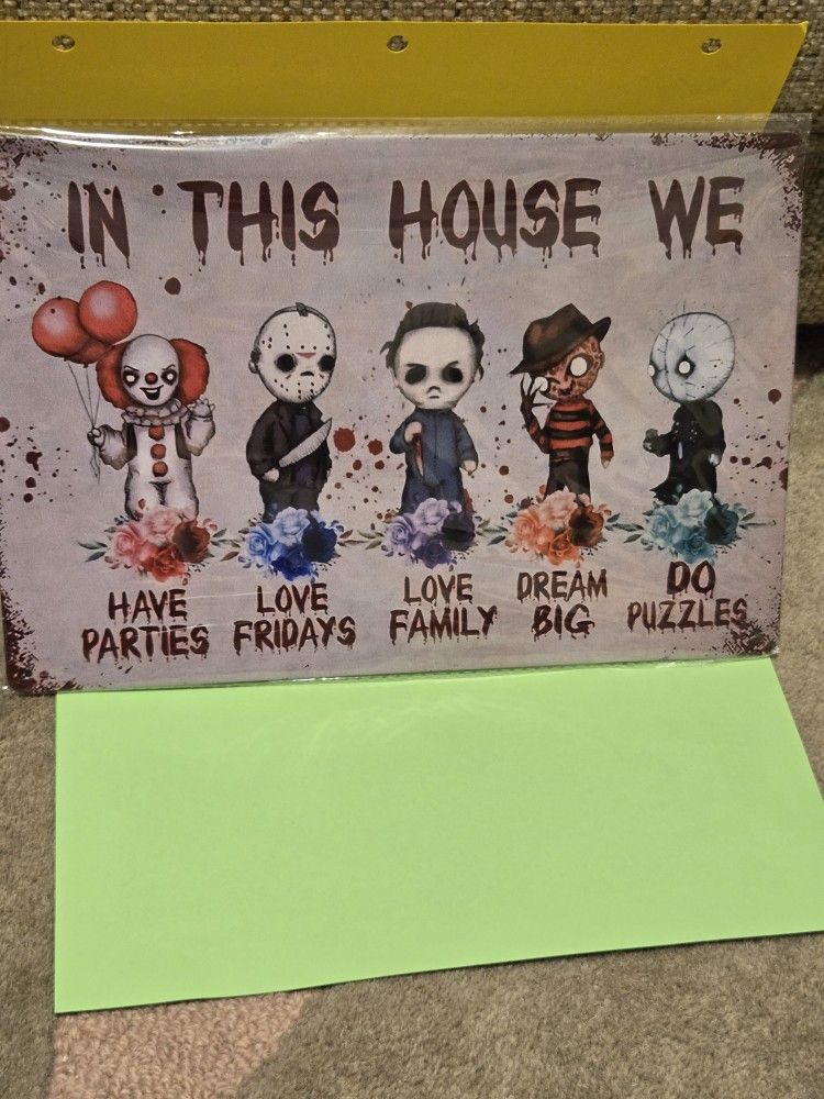 Horror Classic Killer Characters Youth Version Sign Tin
