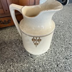 Vintage white and gold basin and pitcher 