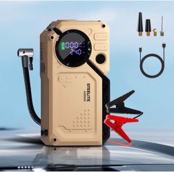 Steelite multifunctional 6000A Car Battery Jump Starter w/ Air Compressor (All Gas/12L Diesel)
