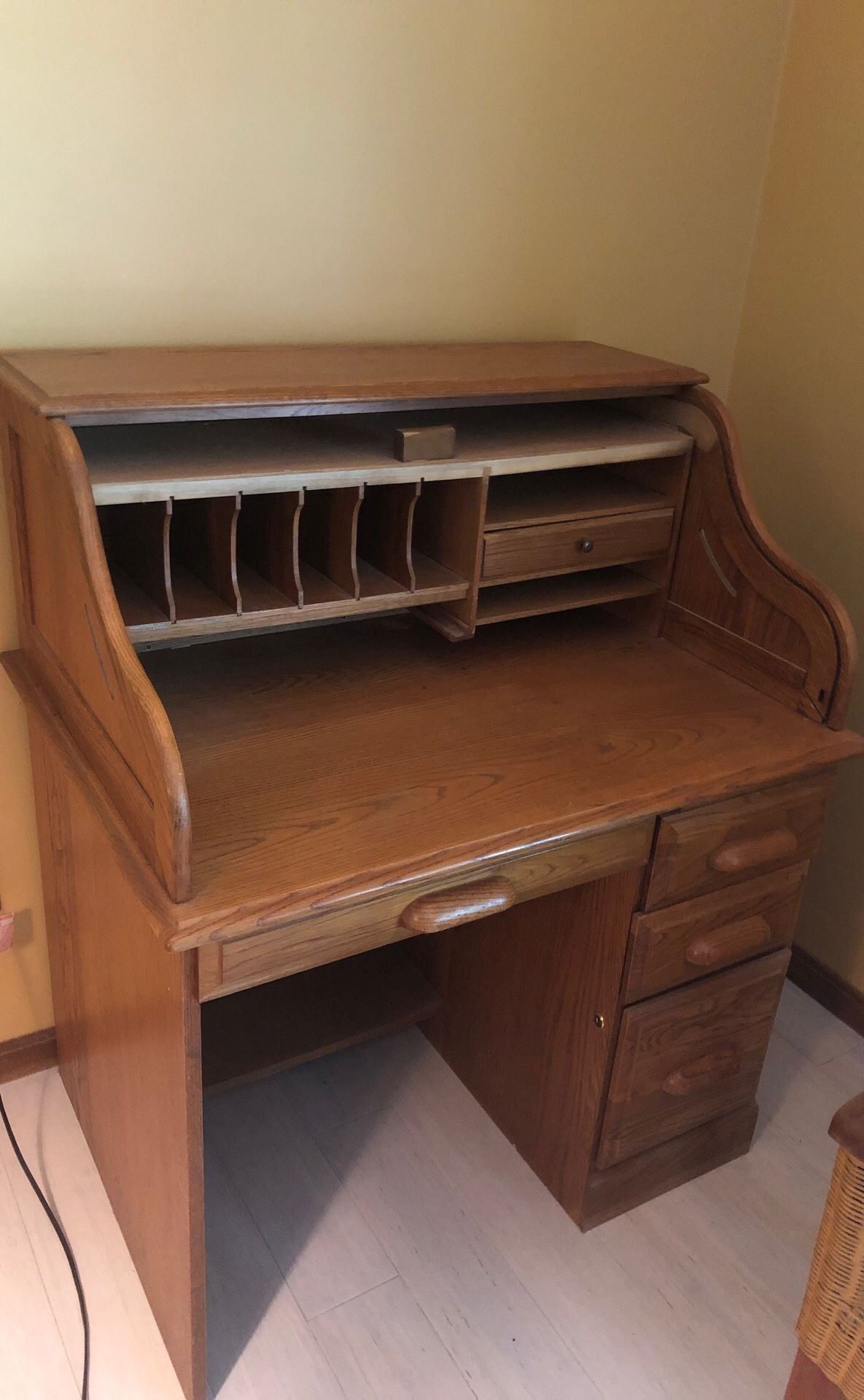 Solid wood roll top desk