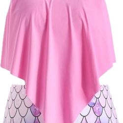 Mermaid Tankini Swimwear, Sexy High-Waisted Printed Women's Bikini Set