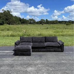 Black Reversible L Chaise Cloud Couch Sectional [FREE Delivery🚚]