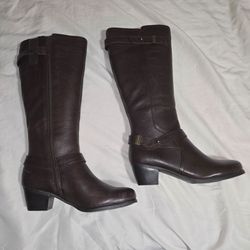 Naturalizer Genuine Leather Knee High Boots Women’s Size 7M – Dark Brown Riding Boot