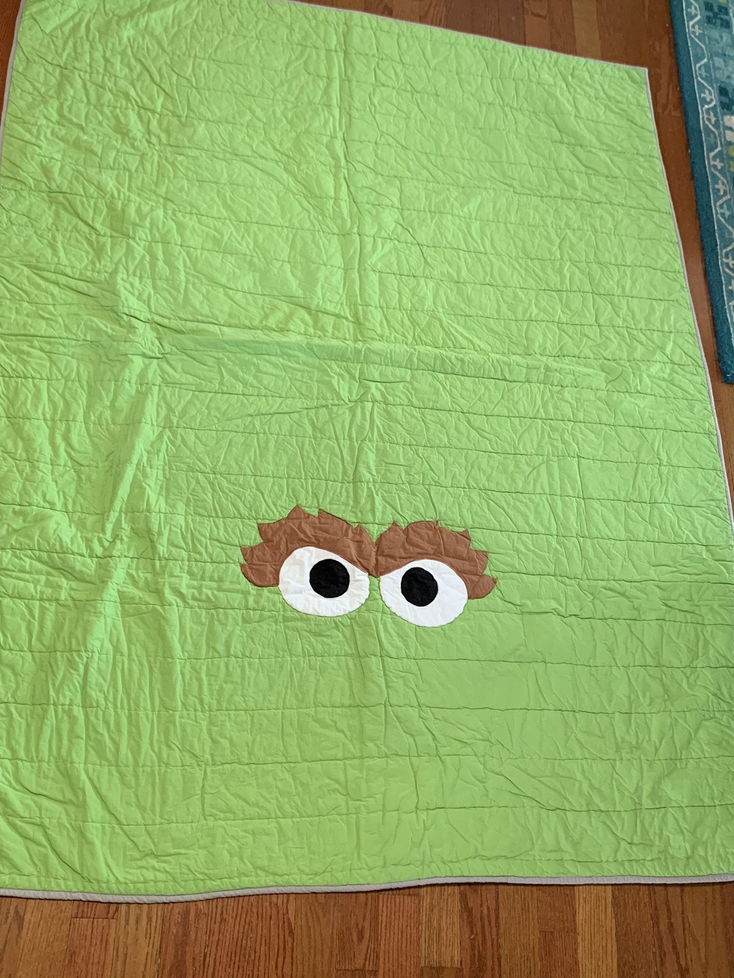 Land Of Nod Sesame Street Oscar The Grouch Twin Quilt Blanket Bedding Kids Crate And Barrel