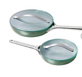 Caraway 4-piece Ceramic Fry Pans & Glass Lids Set