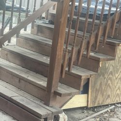 Solid Wood Staircase For Above Ground Pool 