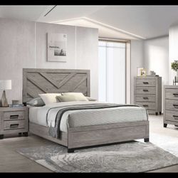 Brand New Queen Size Bedroom Set Includes Queen Bed Nightstand Dresser Mirror $799.financing  Available No Credit Needed 