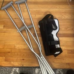 Adjustable Crutches And Leg Brace / Cast