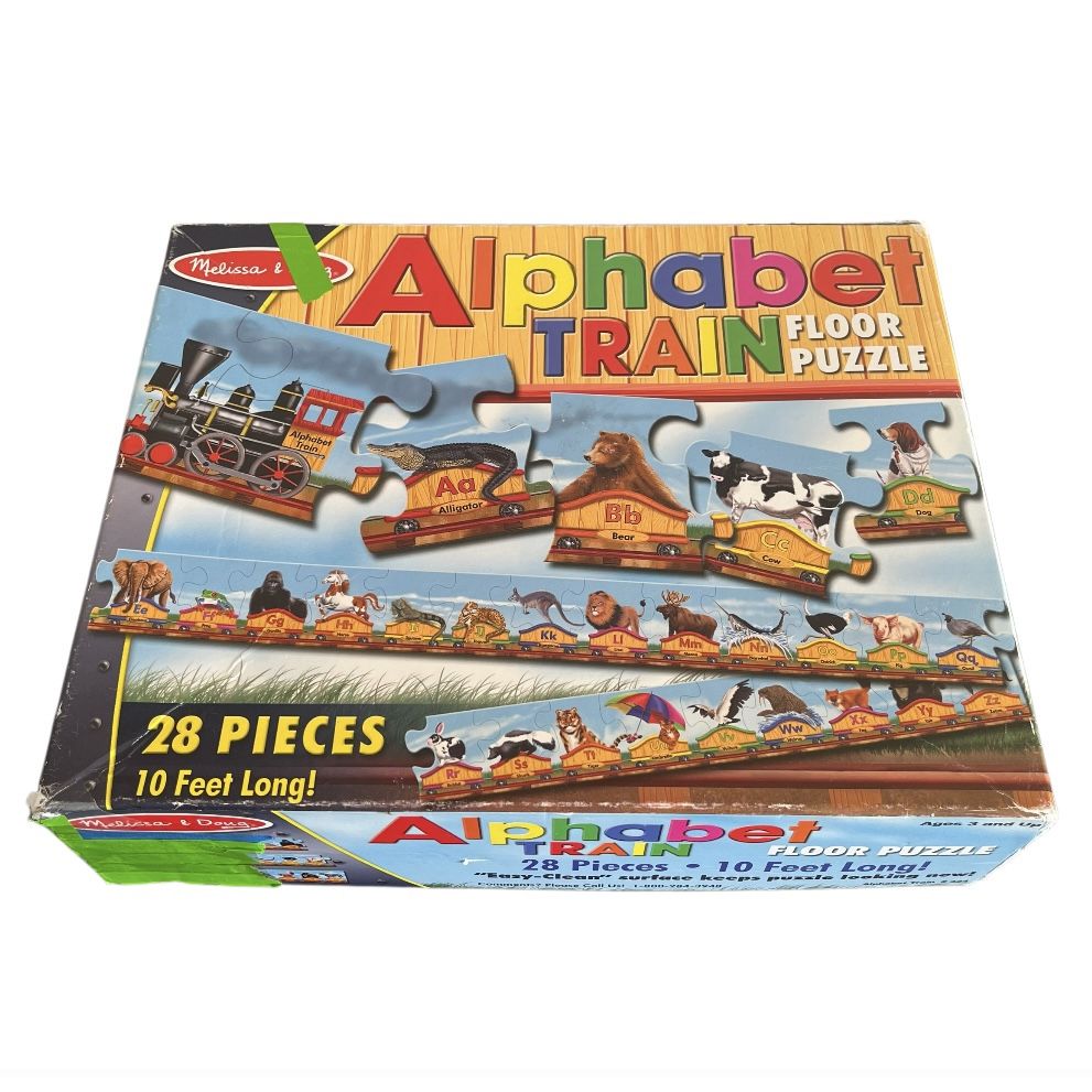 Melissa & Doug Alphabet Train Floor Puzzle 424 Animals Complete 10 Ft Long