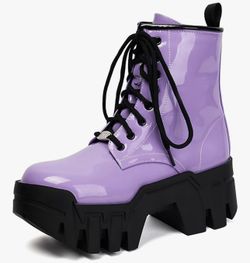 Goth Platform Combat Boots – Y2K Chunky Heels (Size 8.5)