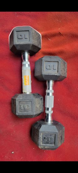 SETS OF 10LB RUBBER COATED HEXHEAD DUMBBELLS TOTAL 20LBs
11525 S HALSTED/7111.S WESTERN
20$ CASH ONLY AS IS
