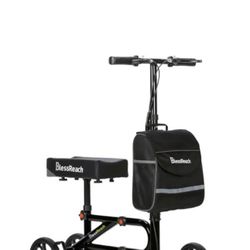 Economy Knee Scooter Steerable Knee Walker for Foot Injuries Compact Crutch Alternative with Dual Braking System (Black)