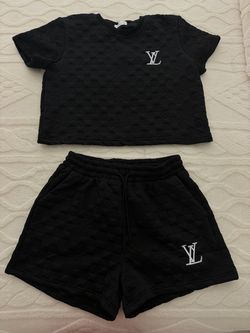 NEW Black LV Monogram Crop Top and Shorts Set