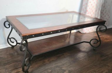 Metal, Wood & Glass Coffe Table