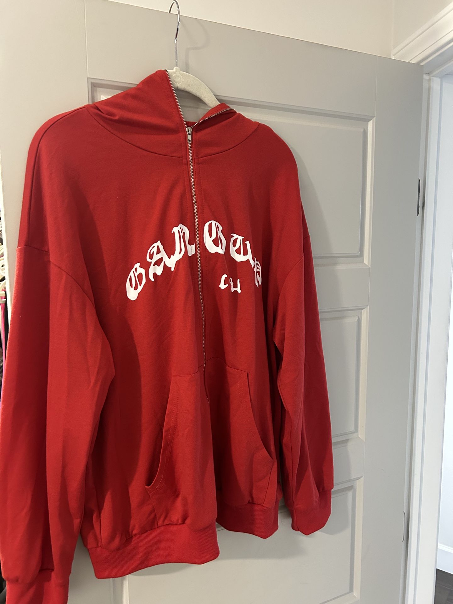 Red Fullzip Trendy Hoodie