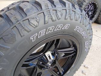 4 New 17X8.5 Gloss Black Rims & LT 265 70 17 Hercules Terra Trac M/T Tires 6X5.5 -10MM Offset