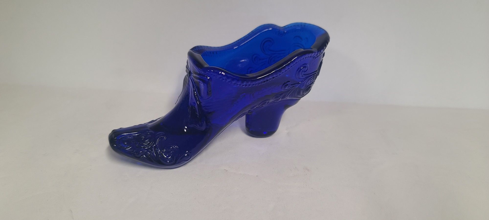 Vintage Cobalt Blue Mosser Glass Shoe Figurine