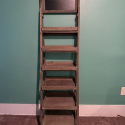 Rustic Ladder Shelf with Chalkboard – 5 Tier Wood Shelf